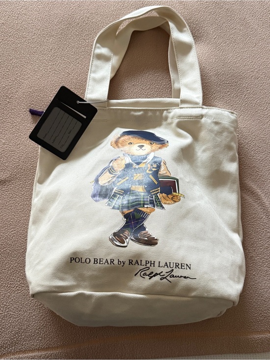 Ralph Lauren Handbags - Ralph Lauren Cream Canvas Tote with Polo Bear Graphic